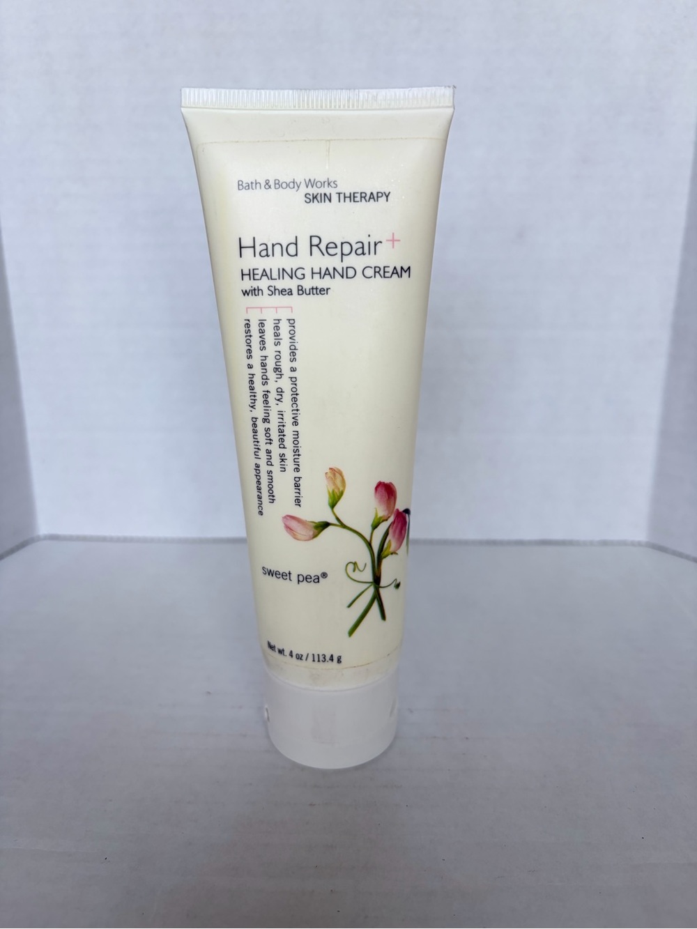 Discontinued Bath & Body Works Skin Therapy Sweet Pea Hand Repair Cream 45% Full